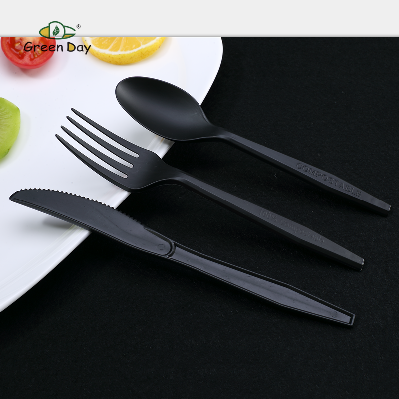 Premium Series CPLA Fork Knife Spoon-Black