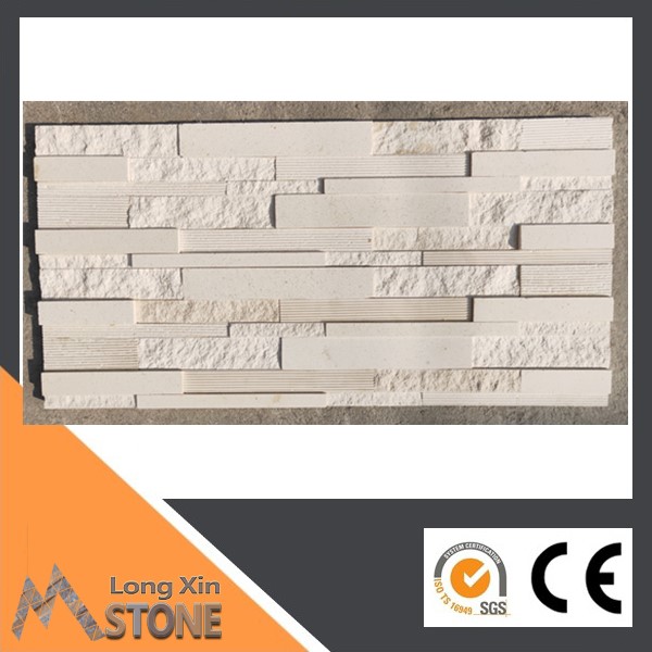Natural White sandstone honed , natural split and wire drawing wall cladding 15X60 CM