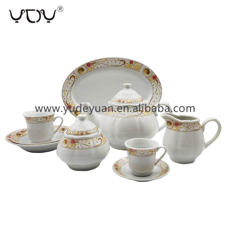 color box package gold rim 29pcs porcelain coffee & tea sets