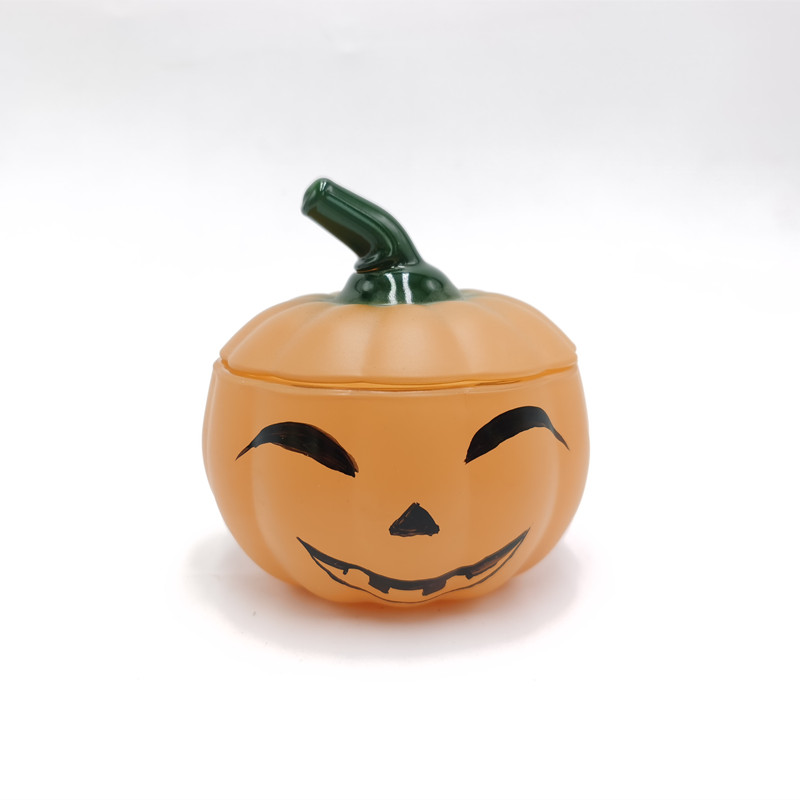 Pumpkin glass cookie jar candy container holloween