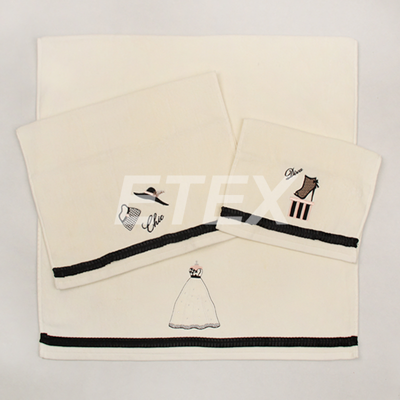 Cotton Decorative Velour Towel Set 3pcs
