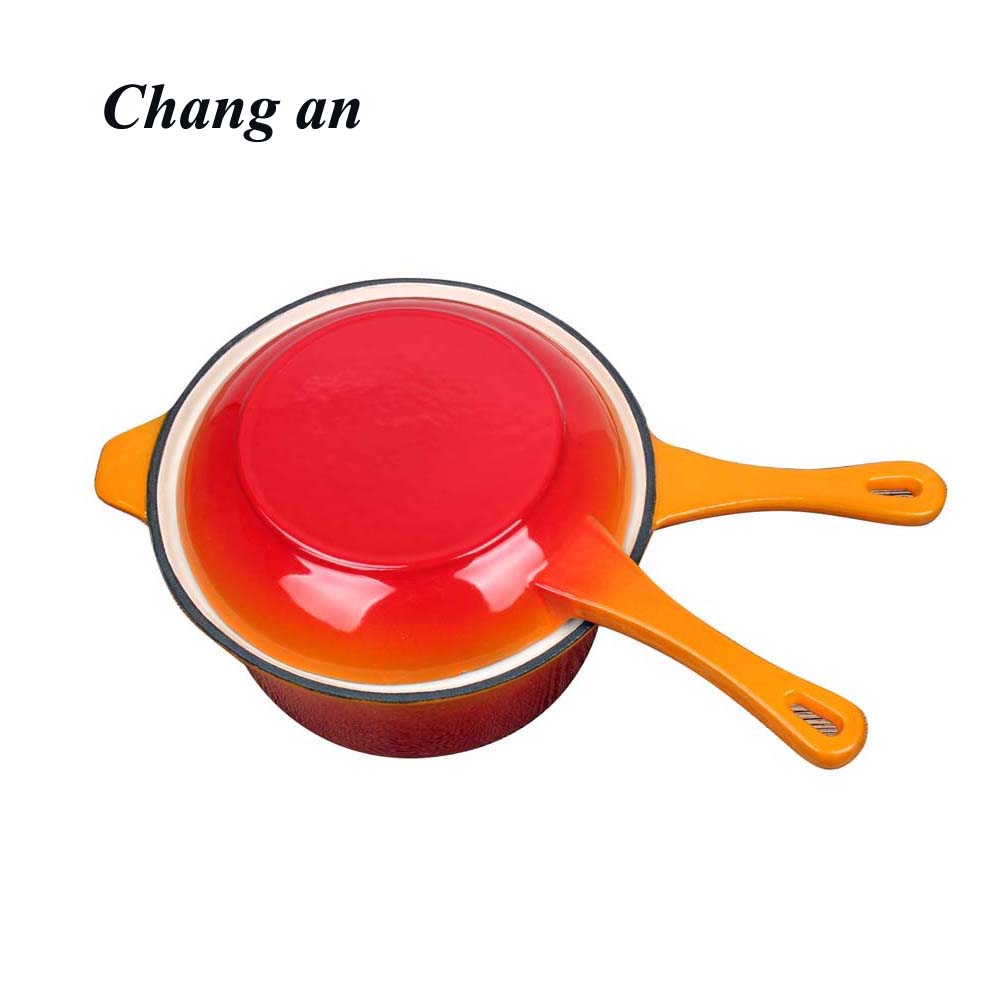 cast iron enamel sauce pan with frying pan cover