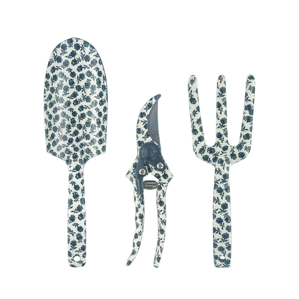 Garden Hand Tools Set Trowel and Cultivator and Pruning Shear Printing For Garden Clear