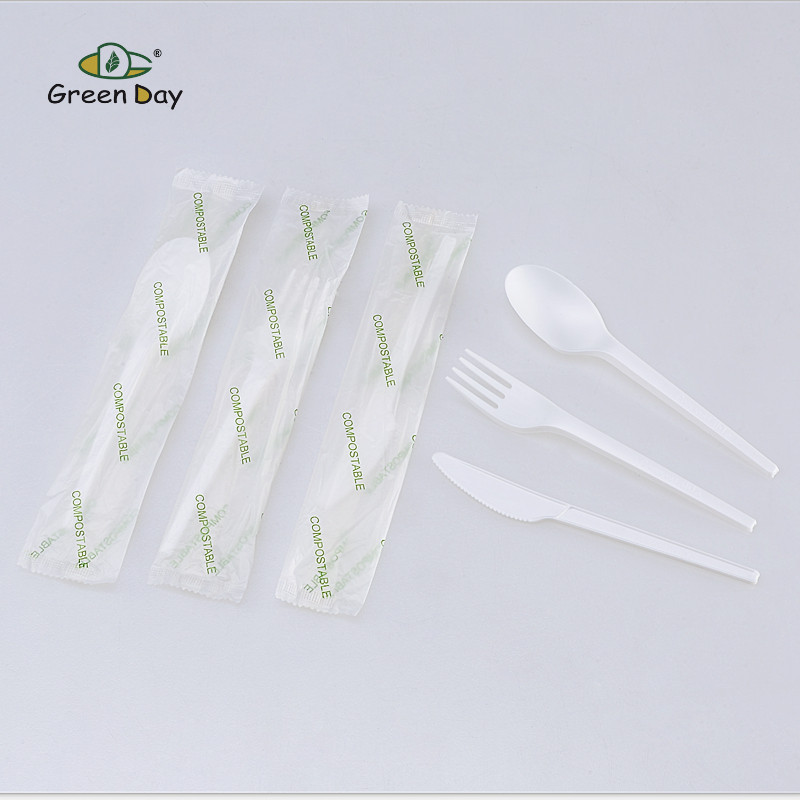 6.5“ Light Duty CPLA Fork Knife Spoon-Individual compostable wrapper