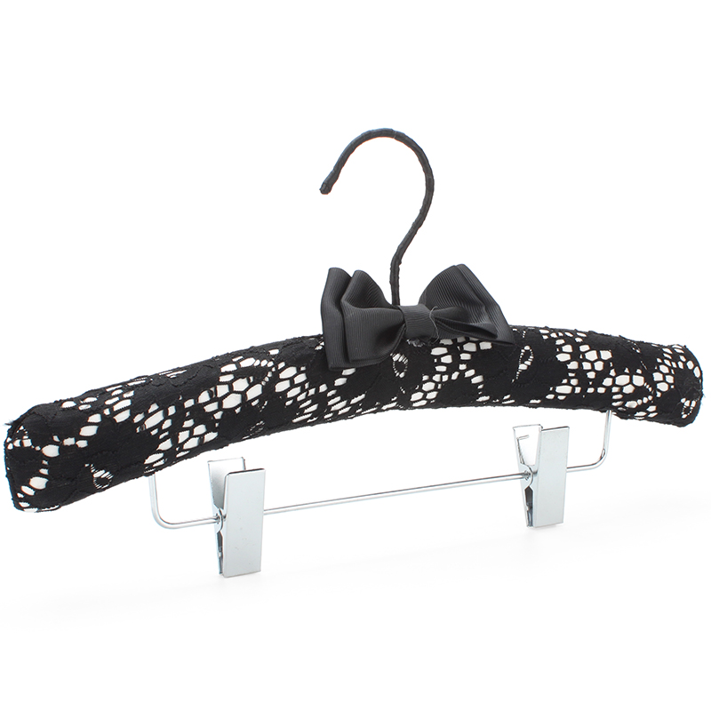 Satin padded hanger with metal bar