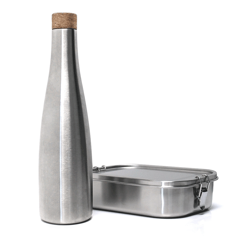 Set of vacuum bottle and lunch box