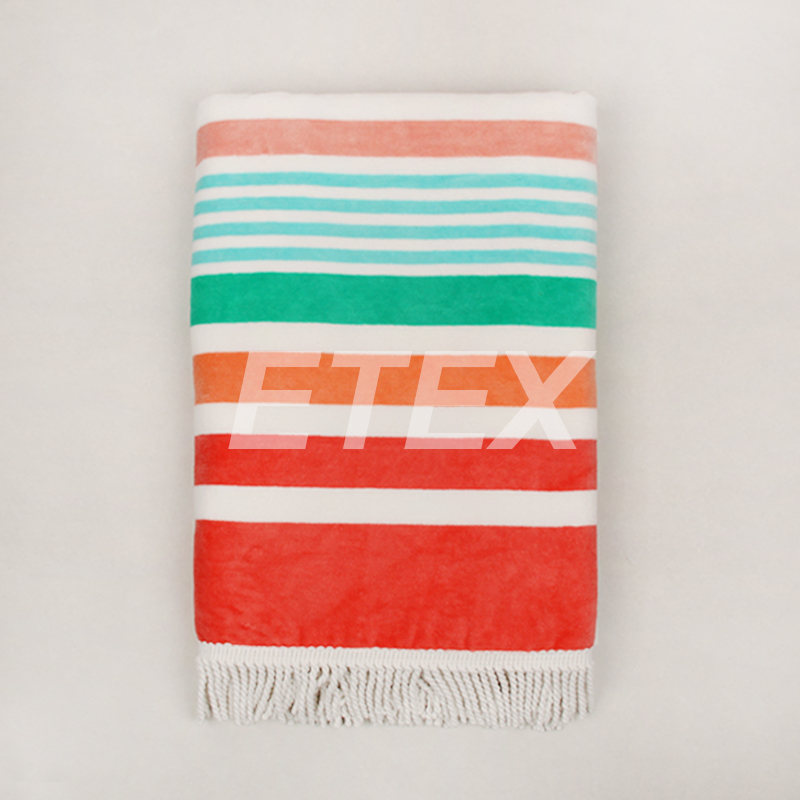 Cotton Velour Stripe Decorative Beach Towel