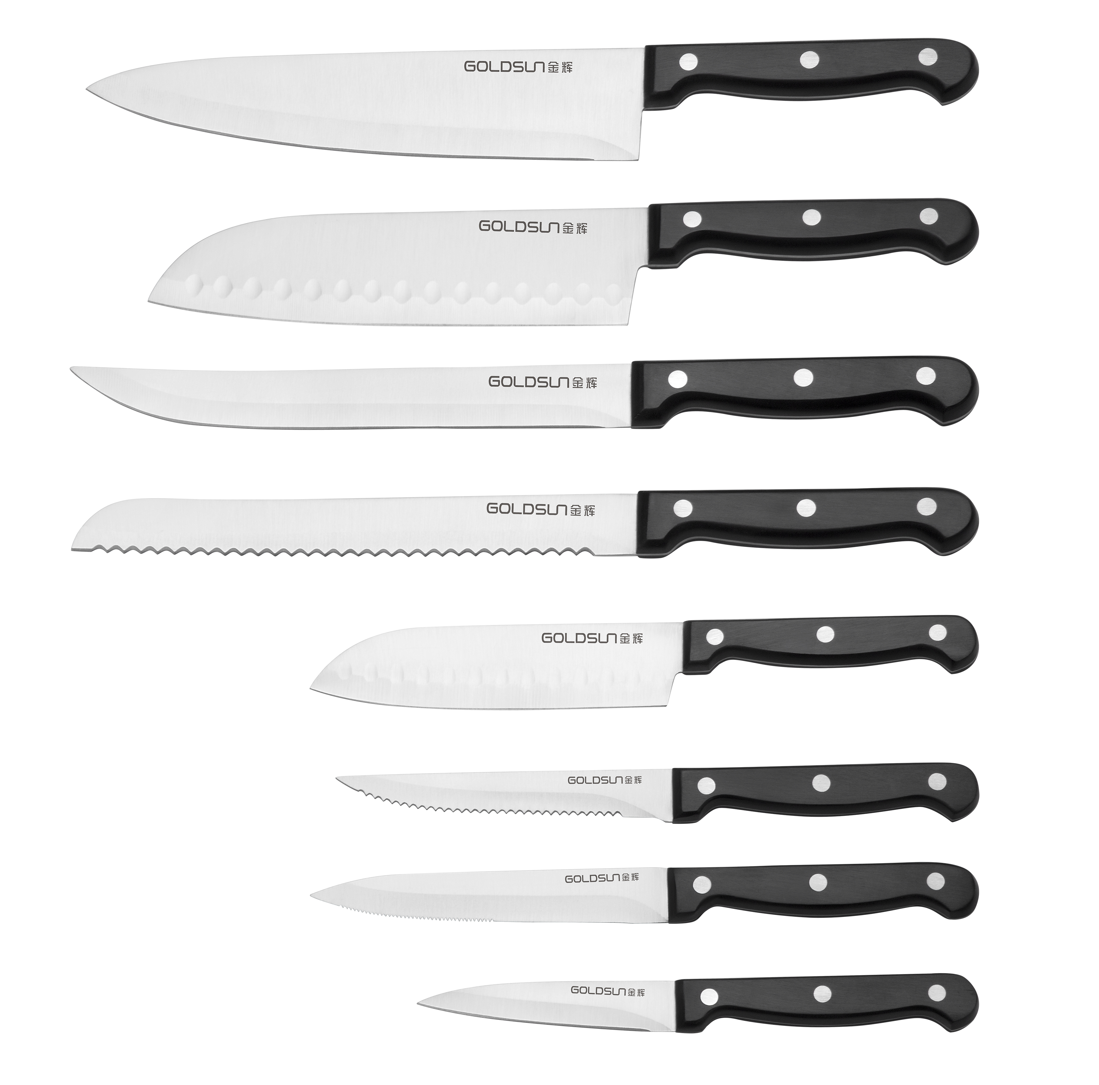 P1 POM handle chef's knife, santoku knife, slicing knife, bread knife, steak knife，utility knife, paring knife