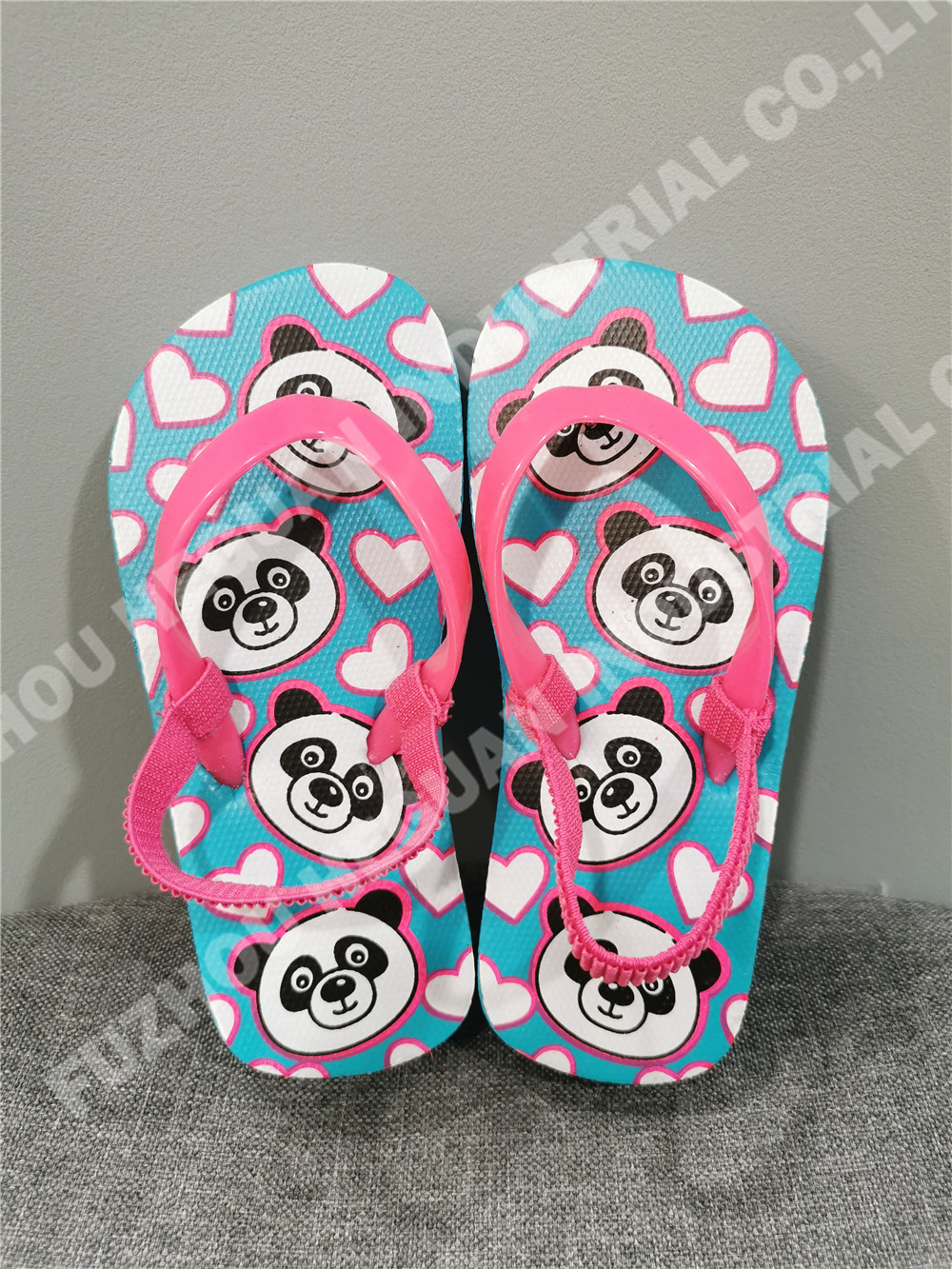 Lovely panda printing Kid girl beach flip flops