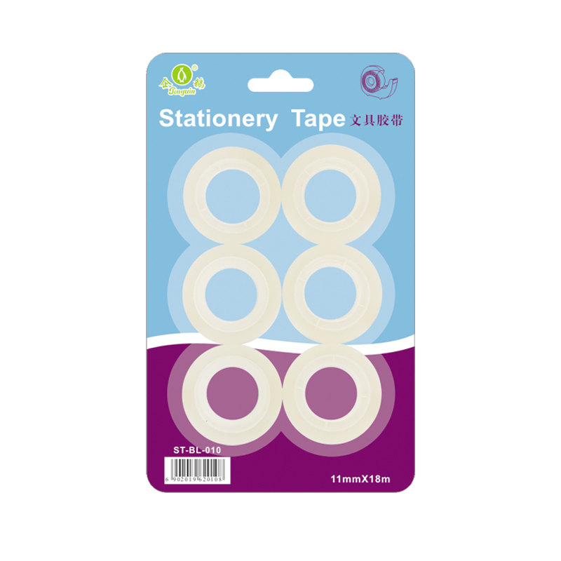 Transparent tape for handwork in school office and home with 6 rolls 11mm width 20y blister packaging (BL-010)