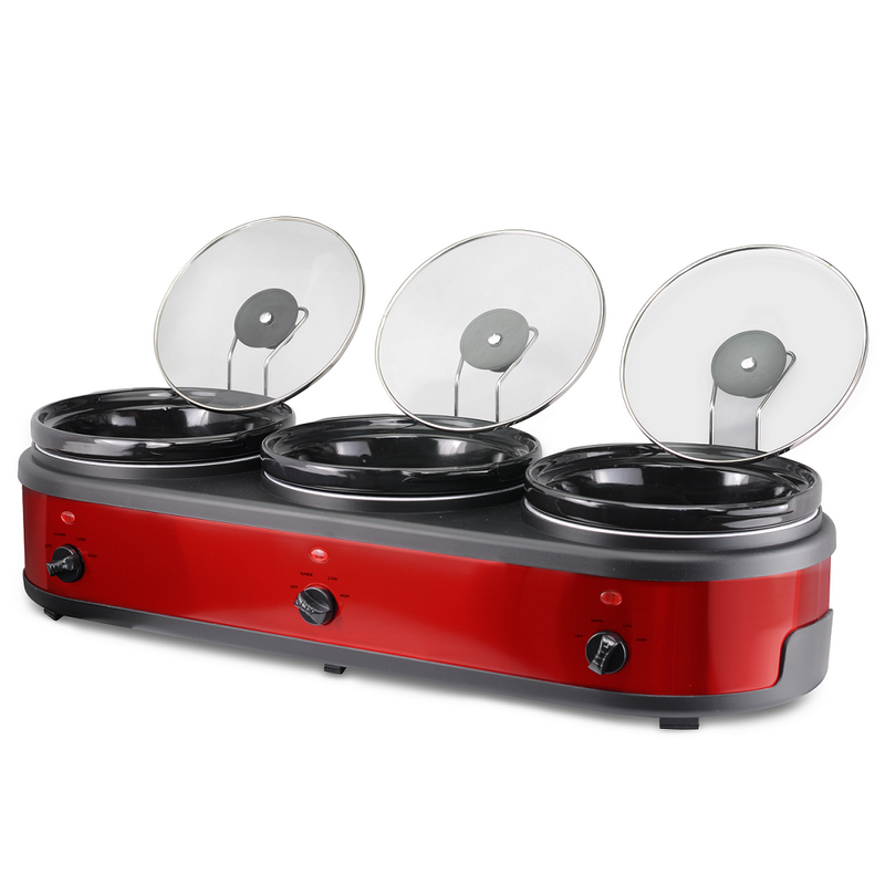 Multi Function Triple Slow Cooker with Lid Holders 2.5LX3
