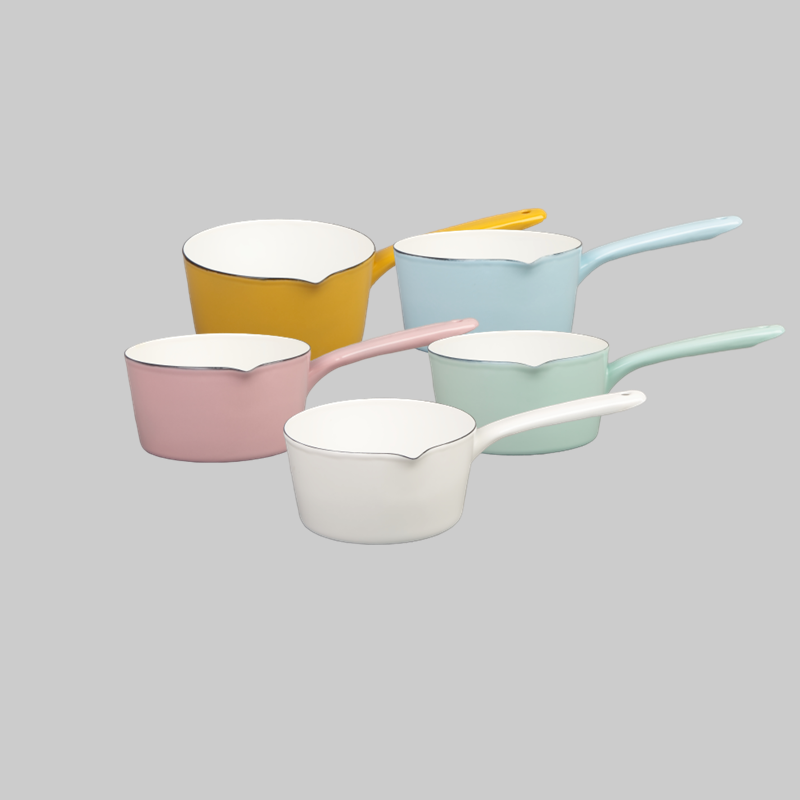 enamel cookware milk pan with enamel handle and mouth