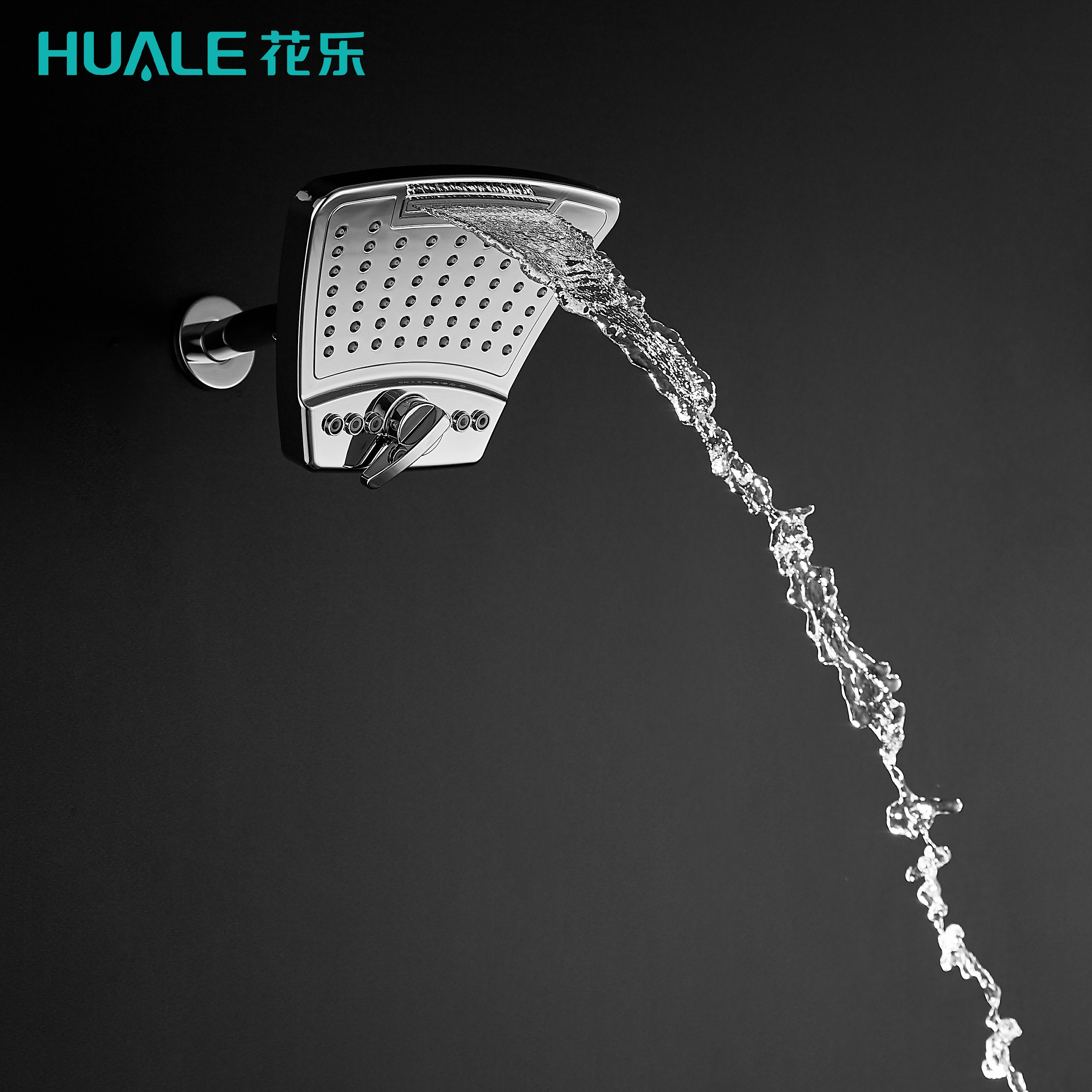 Fan shaped switch design 3 function waterfall fixed square shower head select switch ABS chromed
