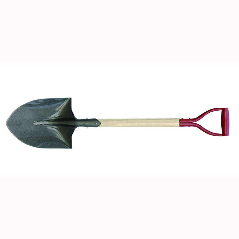 Round Shovel With Wooden Handle And Iron Y Grip