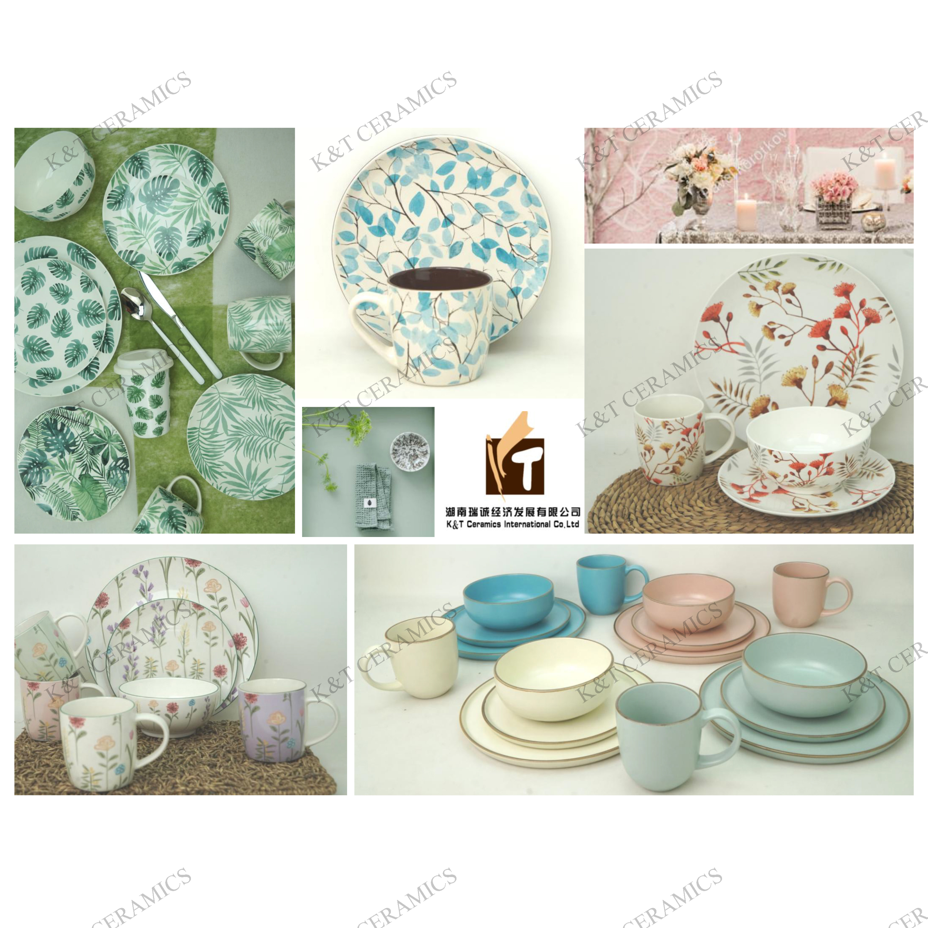 Stoneware dinner set with decal