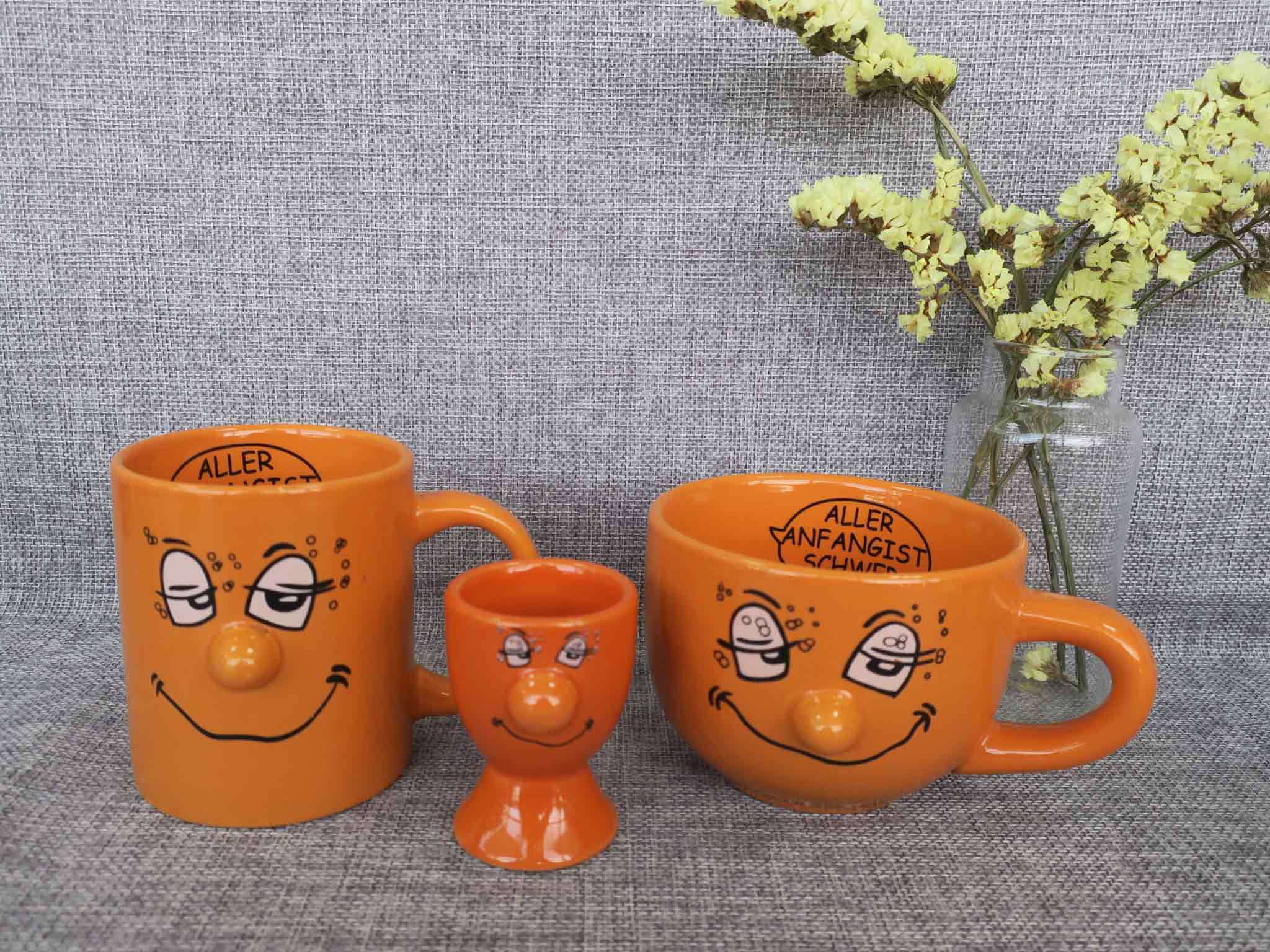 ceramic funny glazed color mug & bowl with nose gift promotion cup