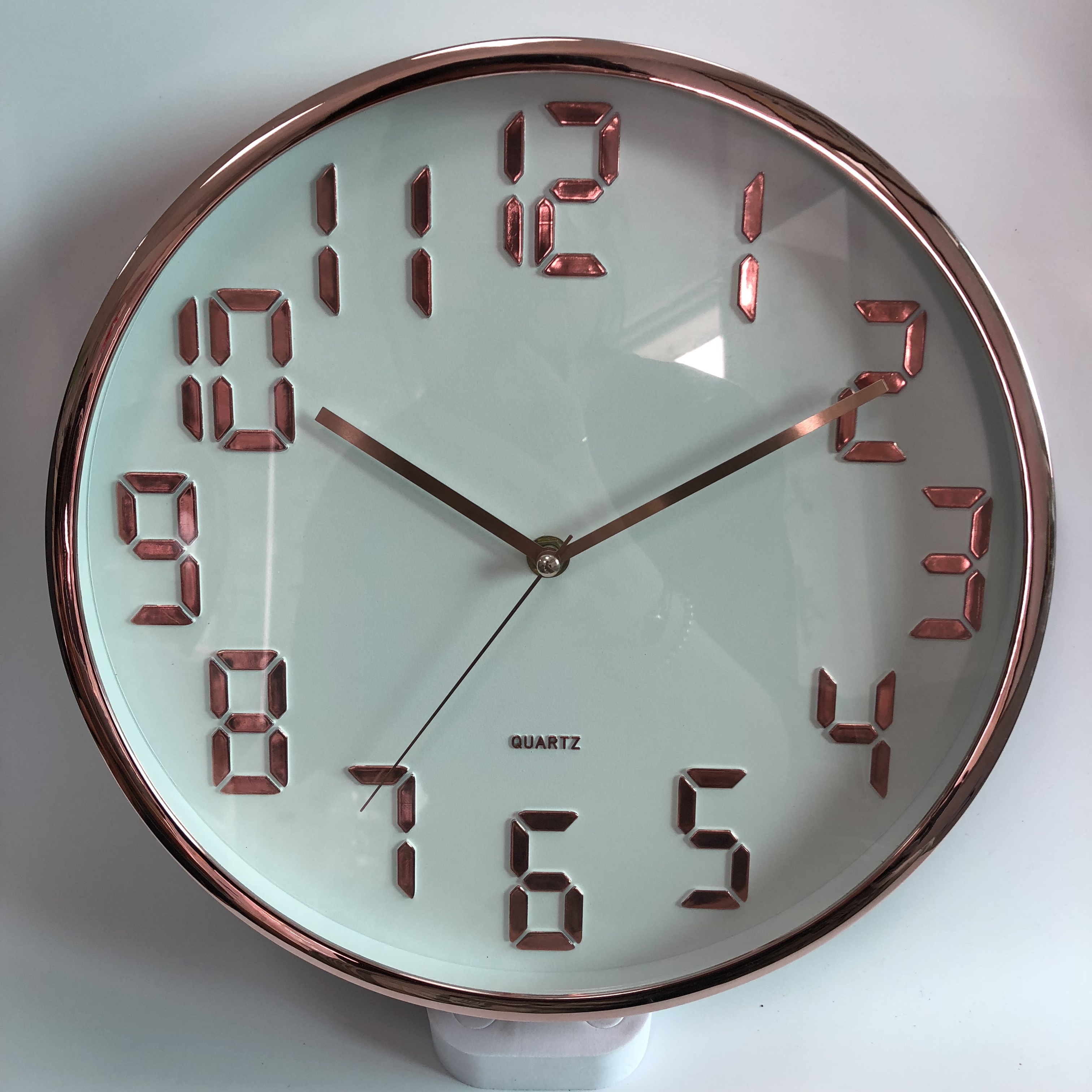 12inch Plastic chrome plating rose gold fashion wall clock