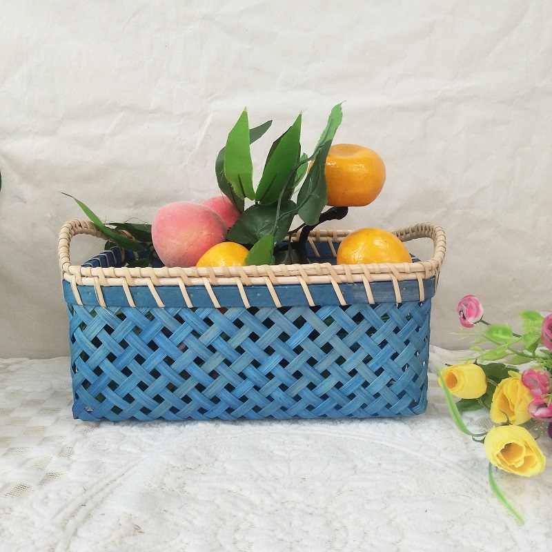 bamboo with rattan storage basket