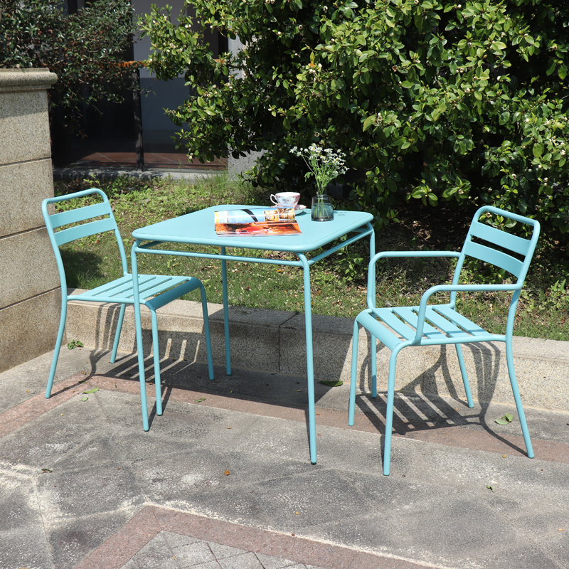 1 Outdoor leisure furniture Outdoor Steel Slat Bistro Set, Blue