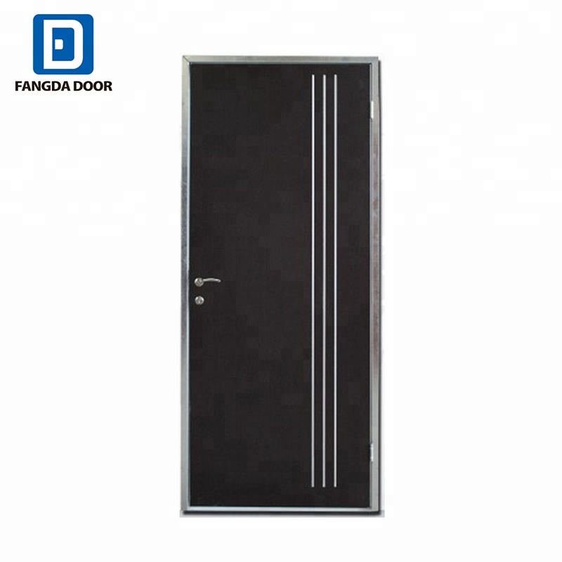 Fangda best selling interior cheap steel door with decorative aluminum strips