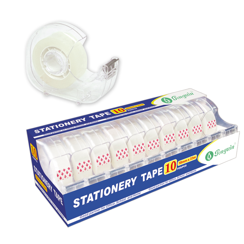Stationery tape with Dispenser convenience on using for school office home and handwork 18mmx33m 10set display box (BX-006)