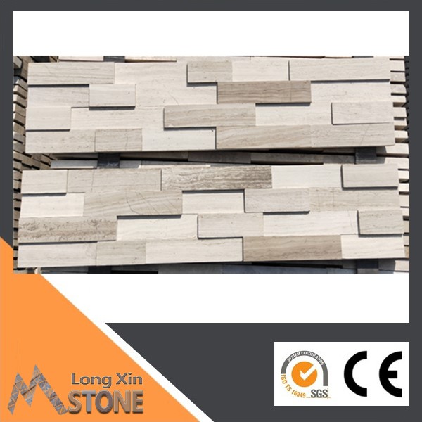 Natural White wood marble honed 4 lines wall cladding 15X60 CM