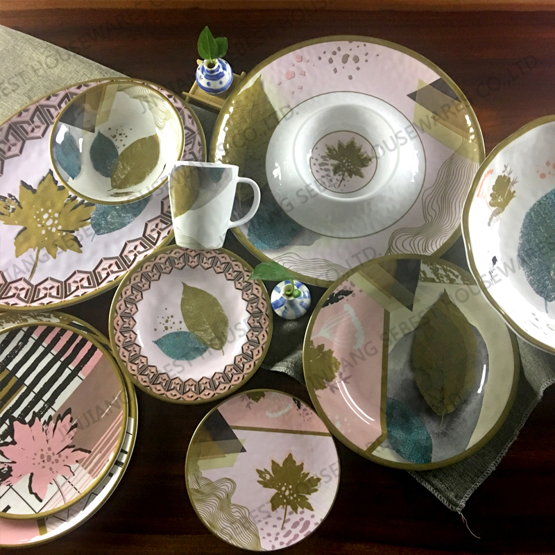 New patent leaf design melamine dinner set