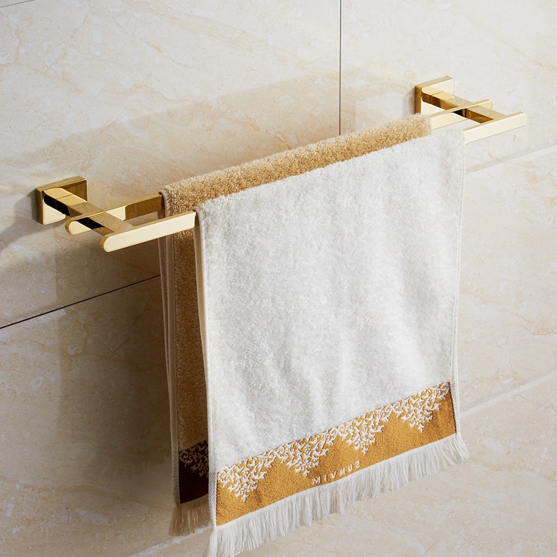Zinc Alloy Gold Double Towel Racks Bathroom Shelf Towel Bar Hardware Pendant