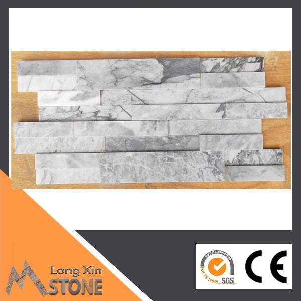 Natural Carrara white made in China honed 4 lines with bigger pieces wall cladding 15X60 CM