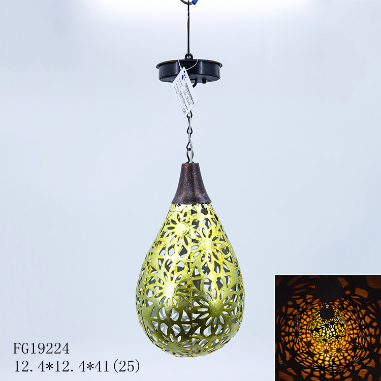 Metal solar water drop lantern