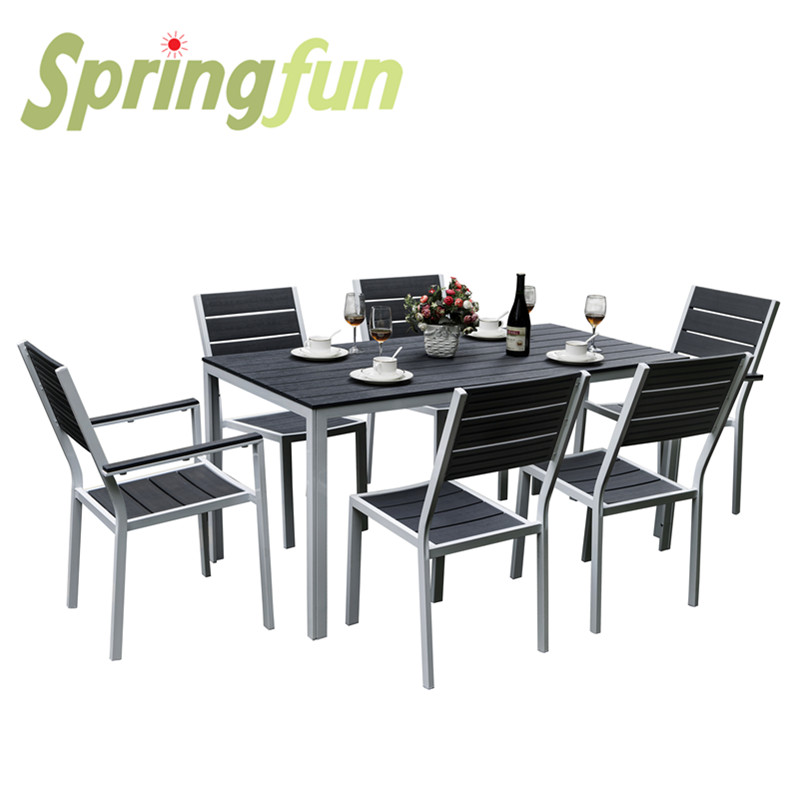 Plastic KD table,wooden design,garden table