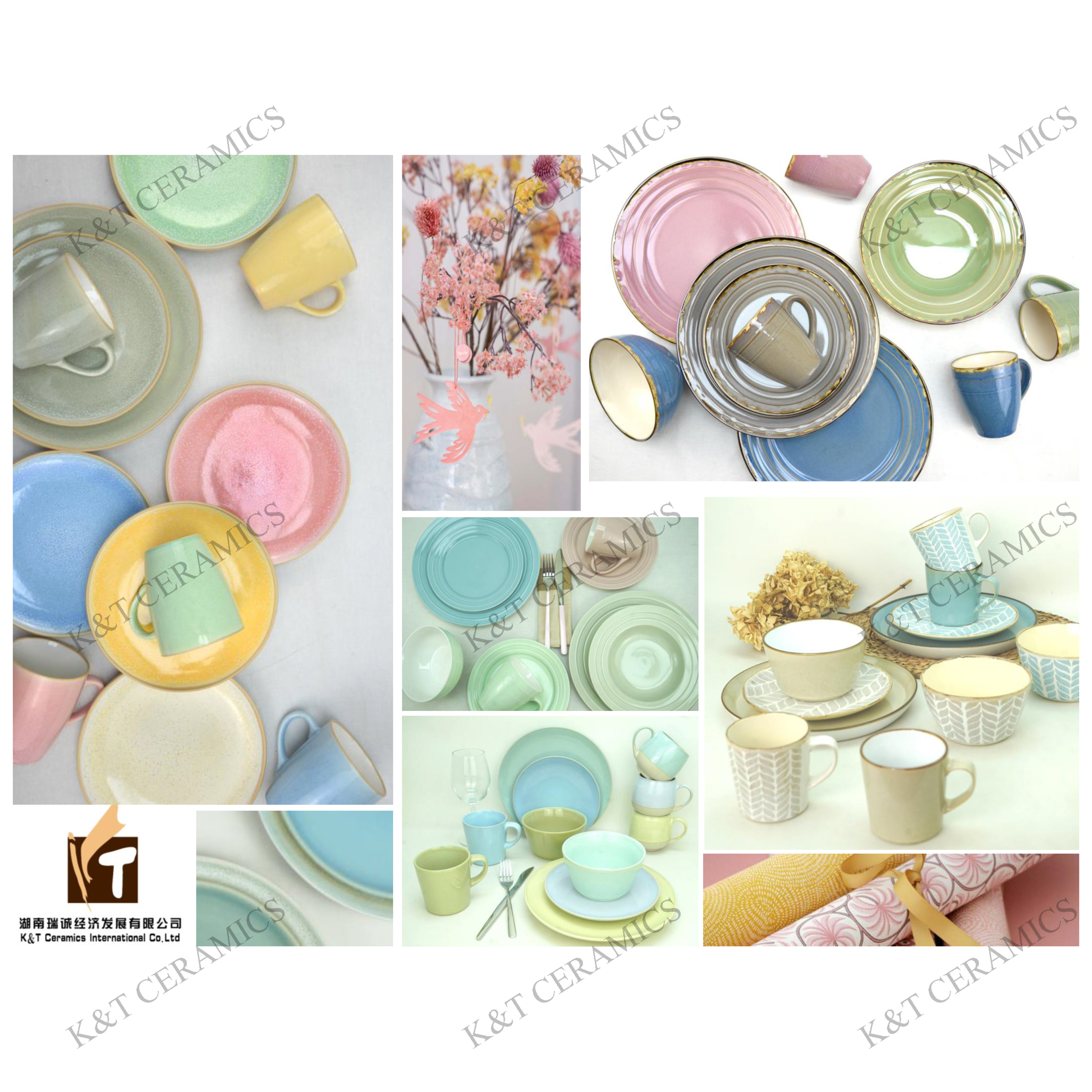 Reactive color glaze dinner set