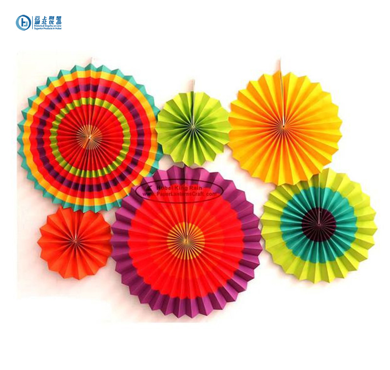 Rainbow color Multicolor Paper Flower Fan Suit Decorations