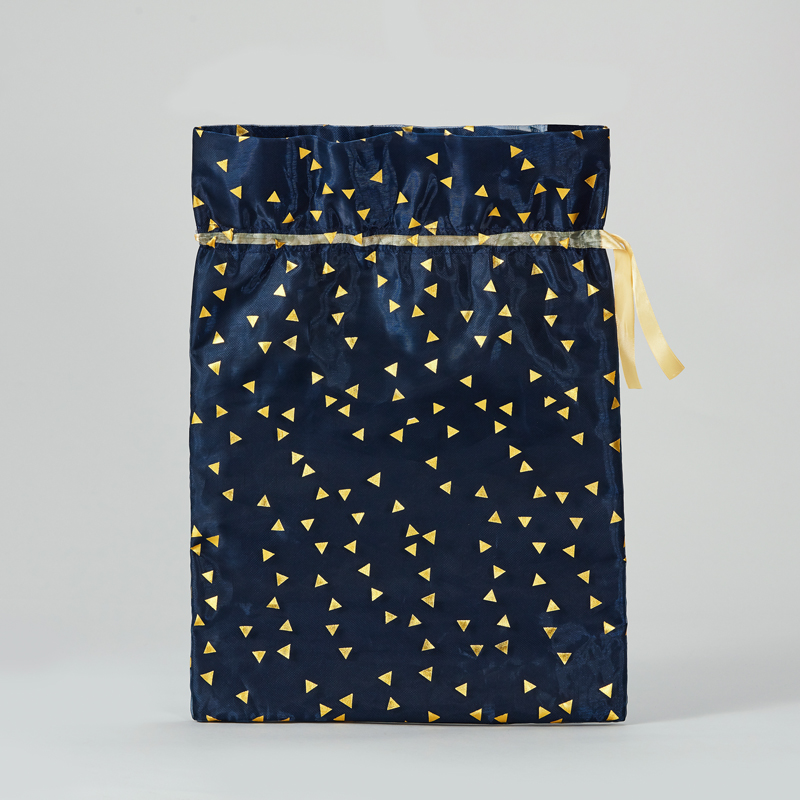 High quality black organza non-woven high grade drawstring bag gift decoration bag