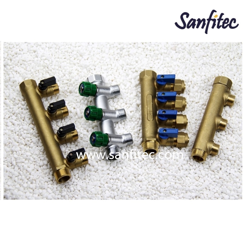 brass fittings; Brass fittings for water supply; brass pex fittings; brass pipe fittings; copper fitting; reducing tee; manifold; radiator valve; DZR brass fitting; sanfitec，Manifold