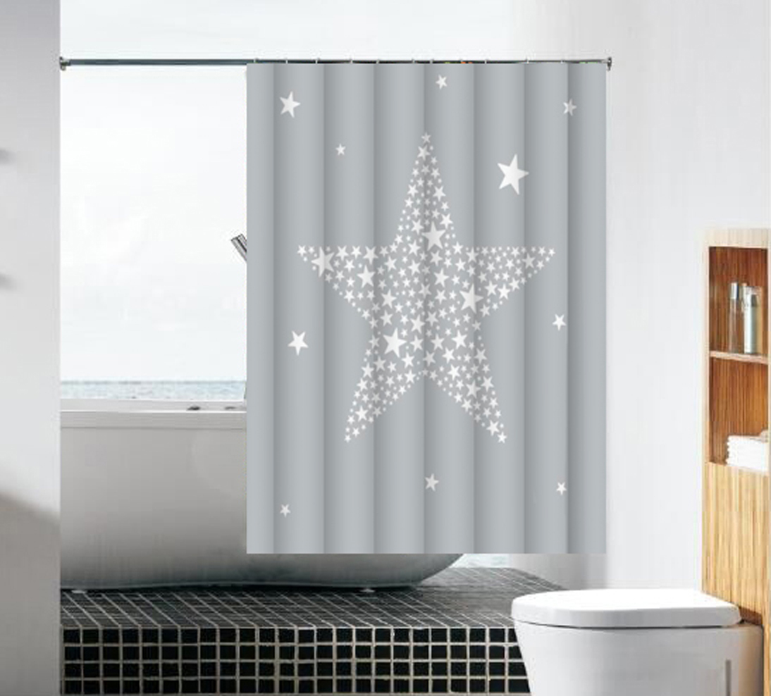 Flat Screen Printed Shoewr Curtain