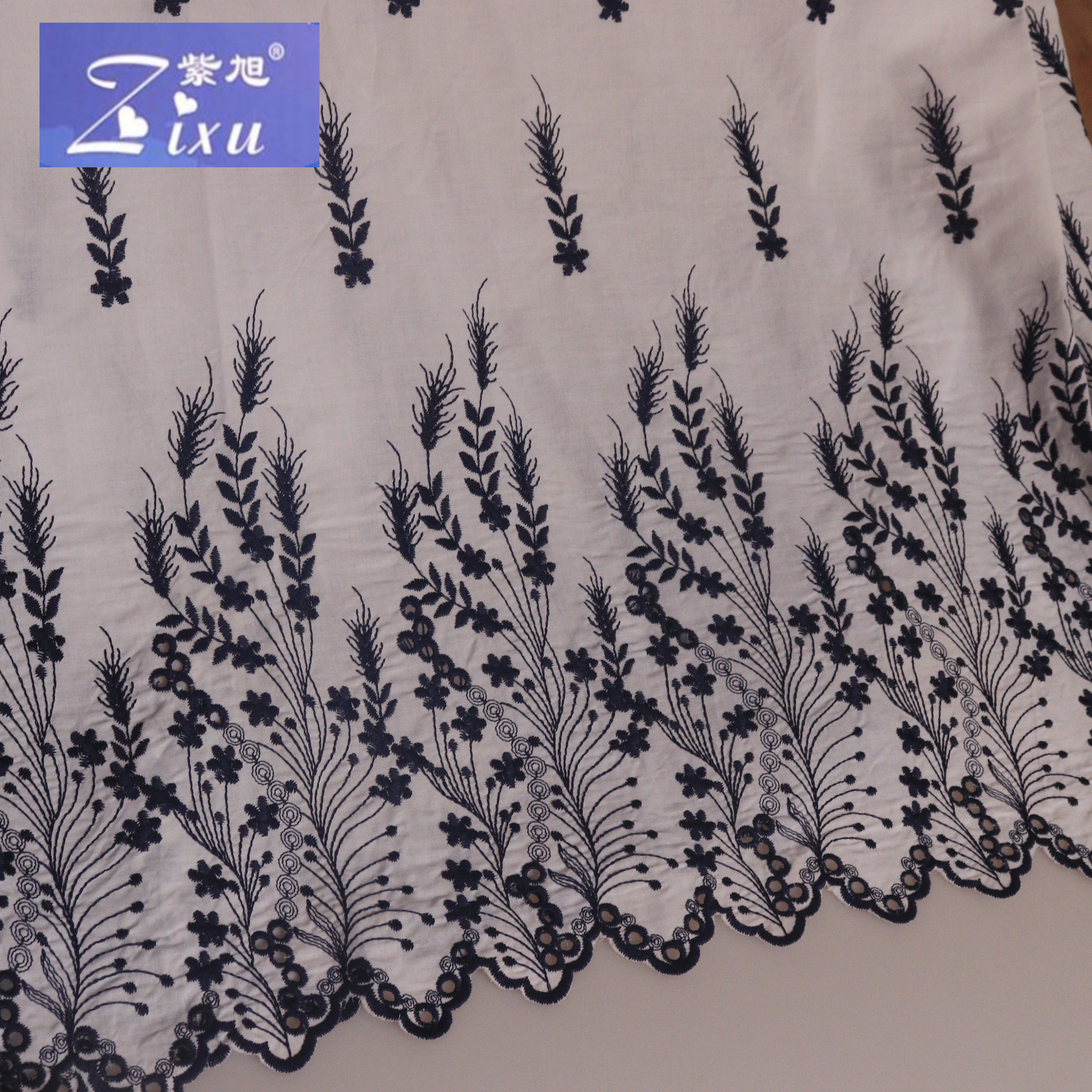Ear of wheat 100% cotton embroidery lace dress fabric