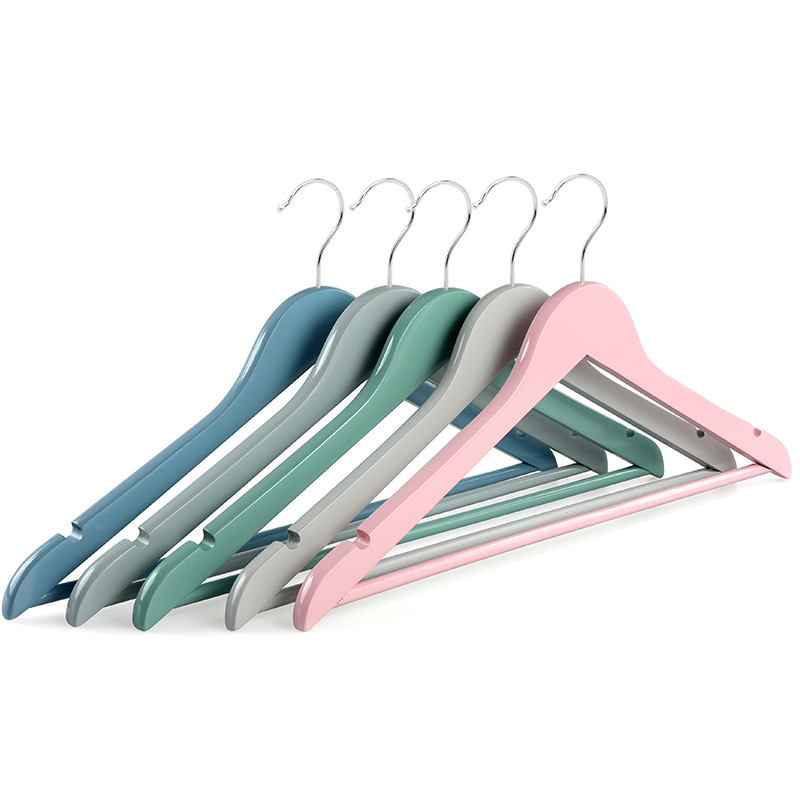 Wooden Suit Hangers with Trouser Bar and Shoulder Notches