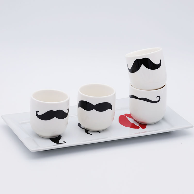 ZH-1956 mustache set of 5 cup without handle