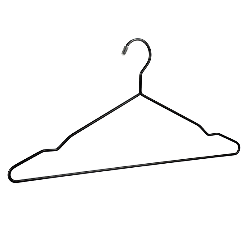 Slim Matte Black Non-slip Shoulder Metal Wire Hanger for Cloth