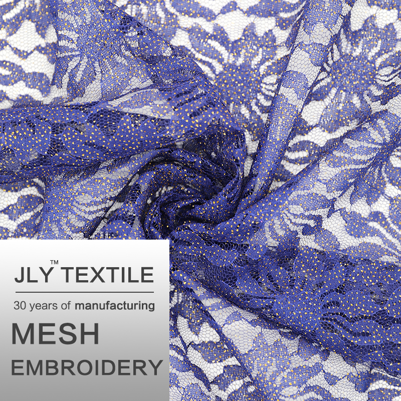 JLY Mesh/Tulle Fabric, Petal Pattern Embroidery Purple For Clothing Dress Gift Package Wedding Party Decor Event Holiday Decorations