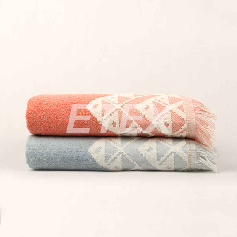 jacquard towel with fringe border