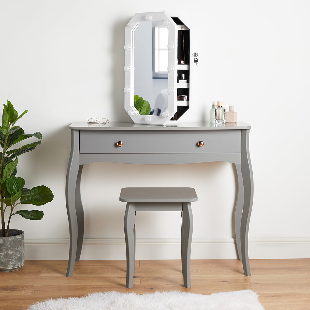 Wooden On Wall Mounted Armoire Jewelry Cabinet With Mirror