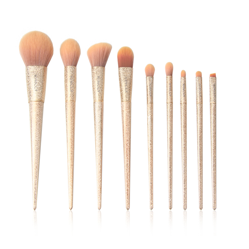 9PCS Electroplate Plastic Handle Makeup Brush Set