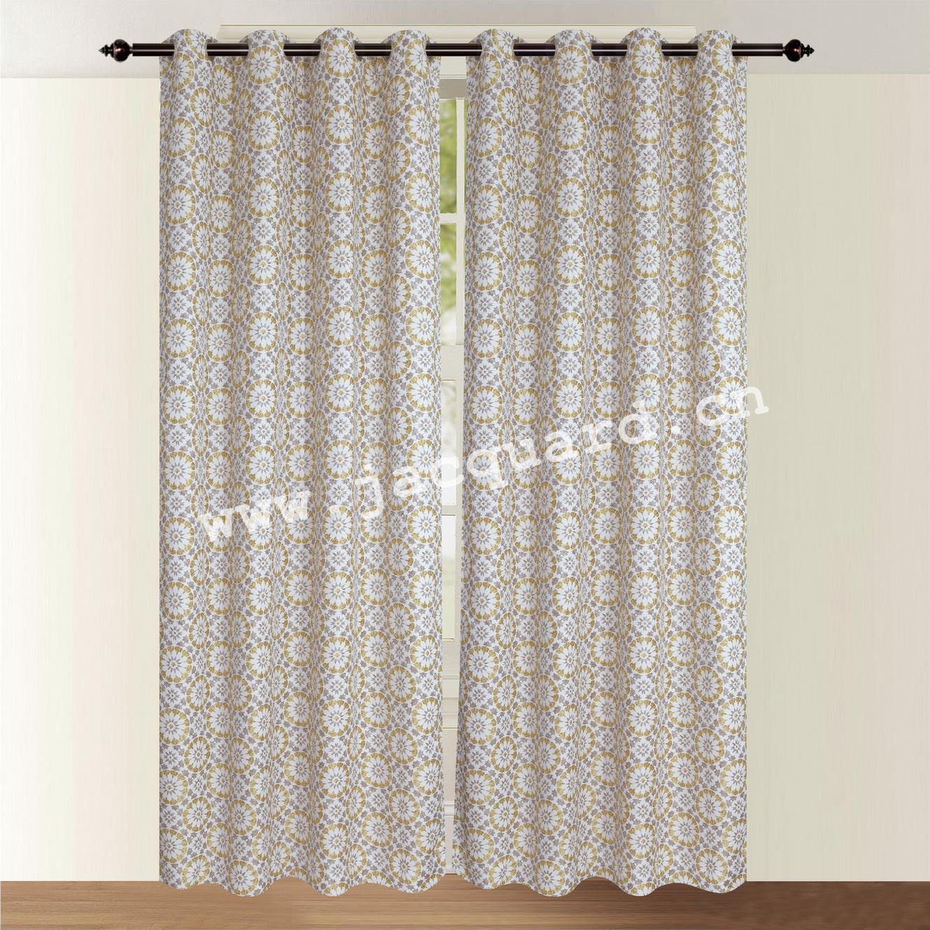 Jacquard Curtain with Gromment/Eyelet Curtain for Bed room(2 Panels)
