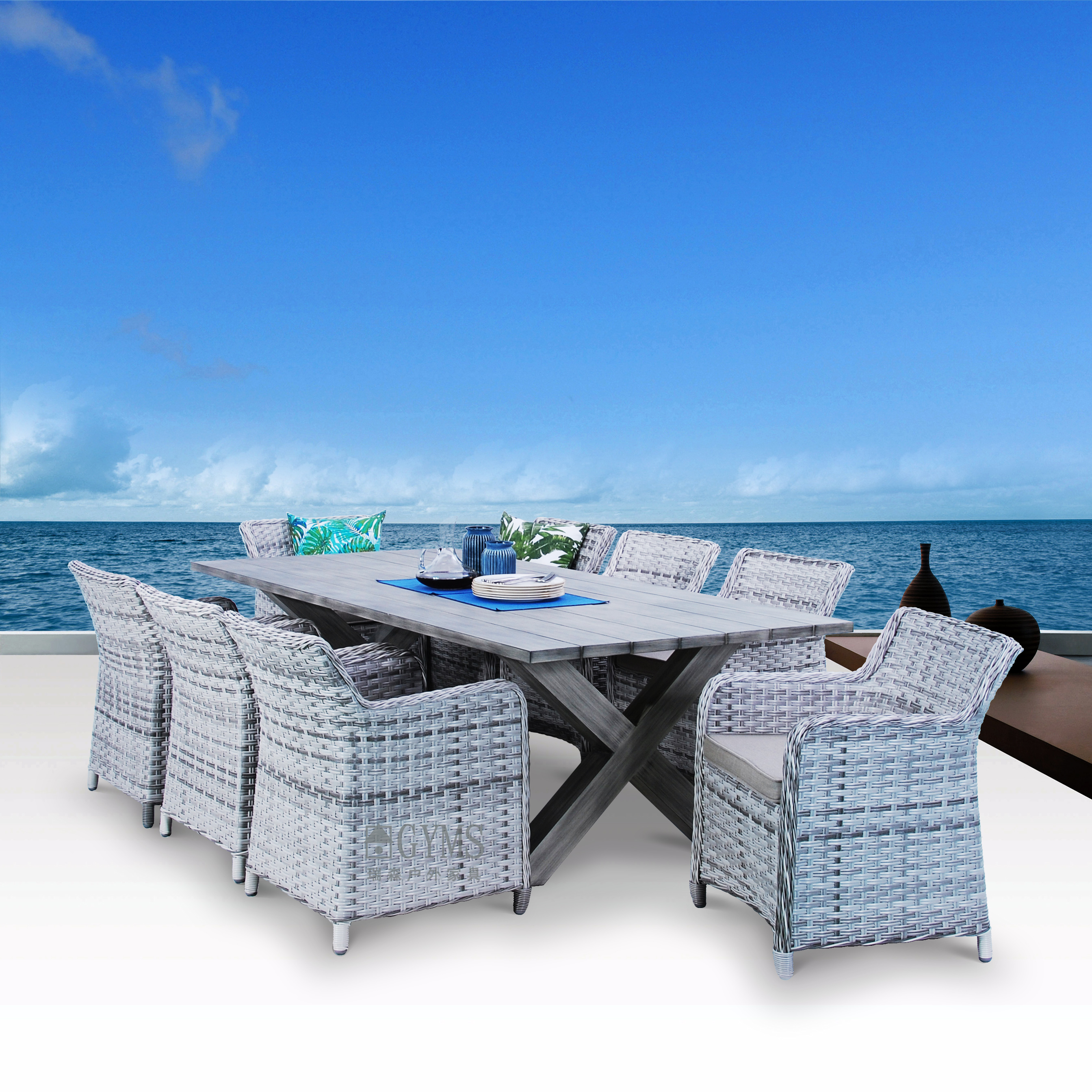 9 pcs rattan dining set