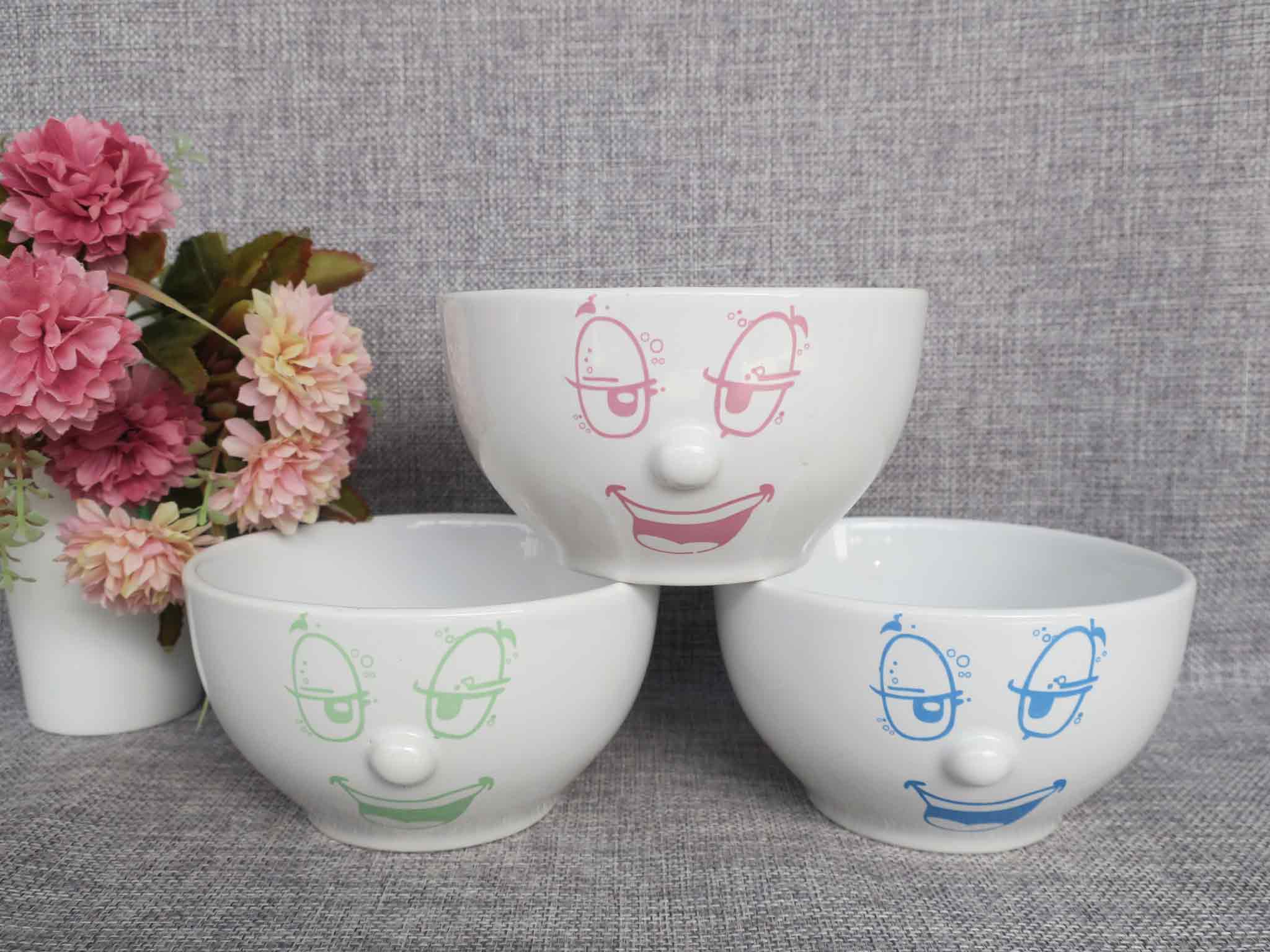 ceramic funny glazed color bowl & mug with nose gift promotion cup