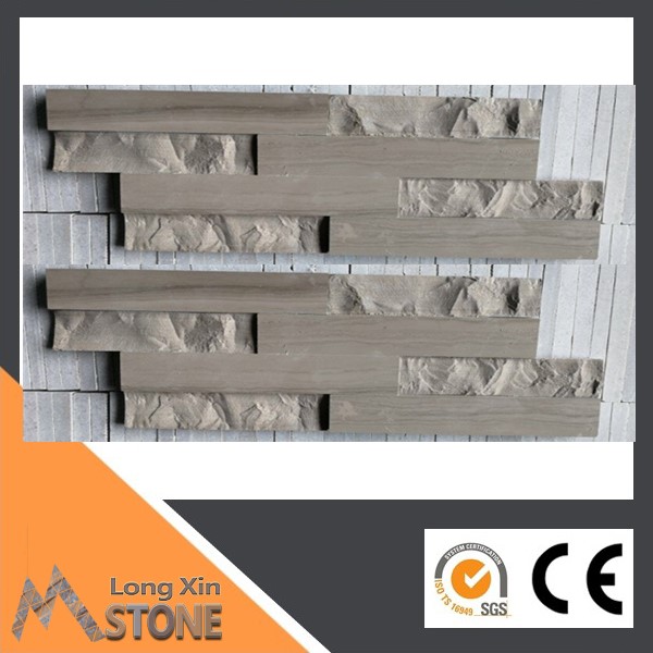 natural Athen coffee marble 4 lines Z shape stone wall cladding 15X60 CM