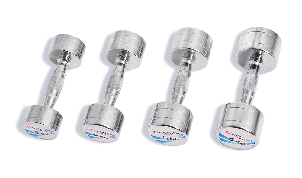 Fixed chrome dumbbell with oval bar 1-10KG