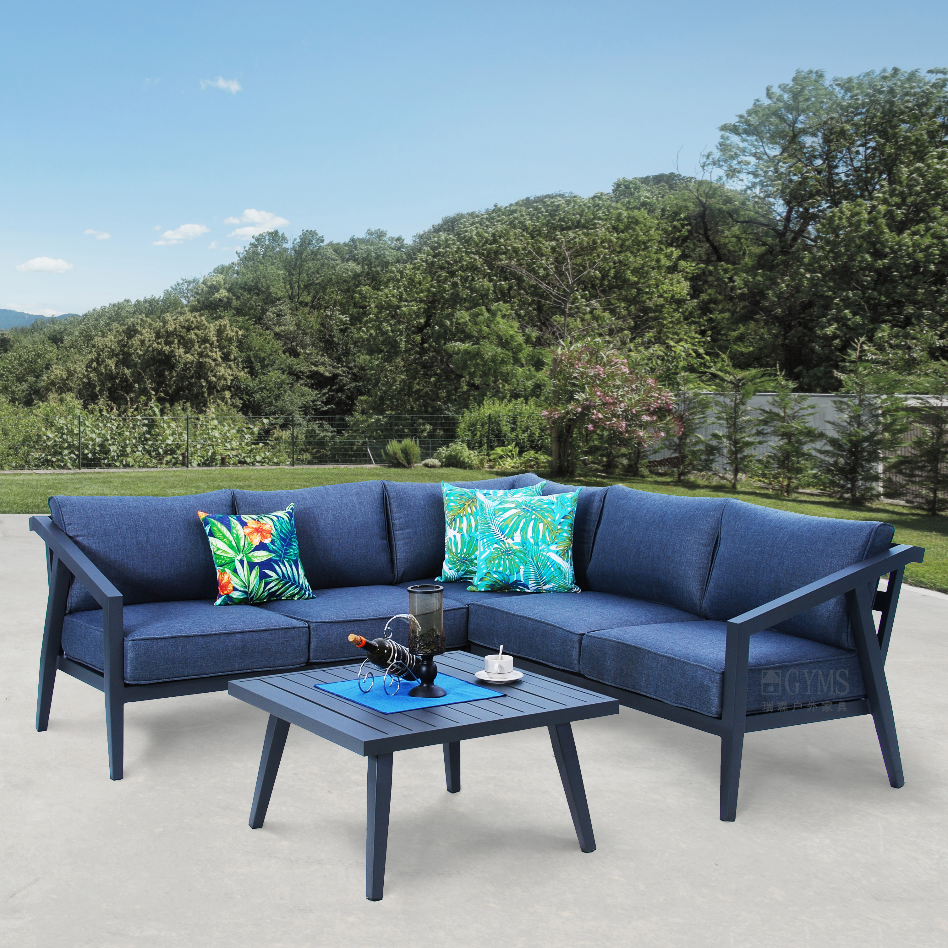 4pcs Aluminum corner lounge set